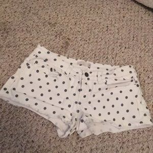 Dark Blue Polka Dotted White Jean Shorts